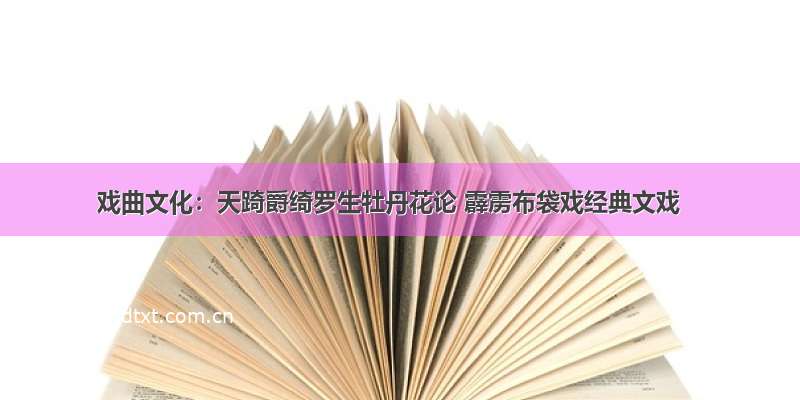 戏曲文化：天踦爵绮罗生牡丹花论 霹雳布袋戏经典文戏