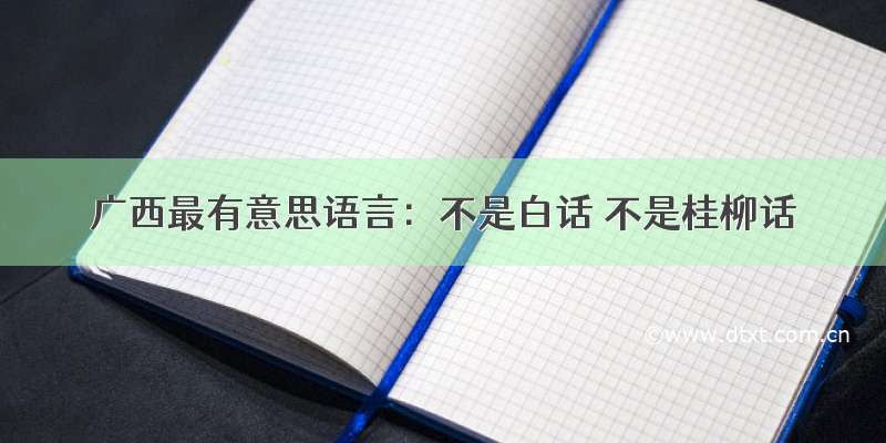 广西最有意思语言：不是白话 不是桂柳话