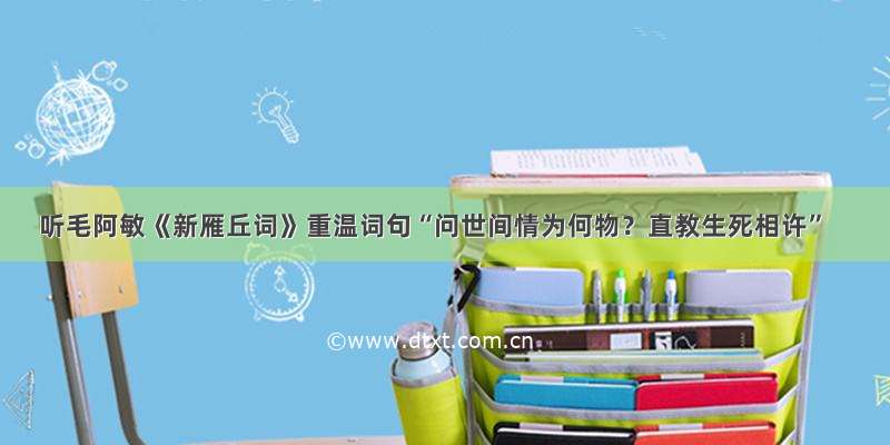 听毛阿敏《新雁丘词》重温词句“问世间情为何物？直教生死相许”