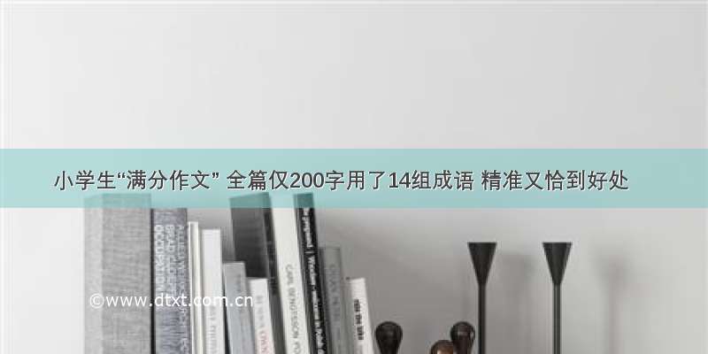 小学生“满分作文” 全篇仅200字用了14组成语 精准又恰到好处