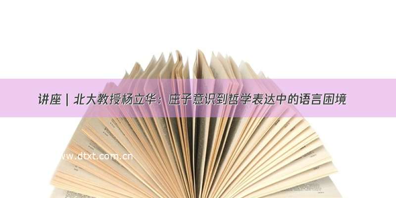 讲座｜北大教授杨立华：庄子意识到哲学表达中的语言困境
