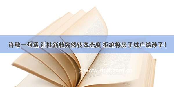 许敏一句话 让杜新枝突然转变态度 拒绝将房子过户给孙子！