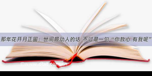 那年花开月正圆：世间最动人的话 不过是一句“你放心 有我呢”