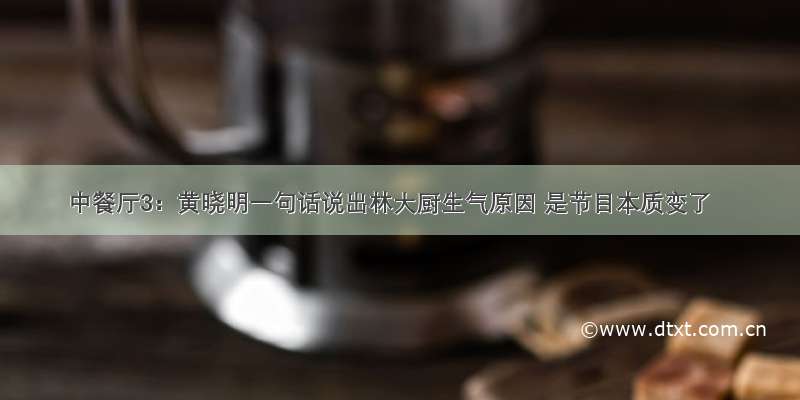 中餐厅3：黄晓明一句话说出林大厨生气原因 是节目本质变了