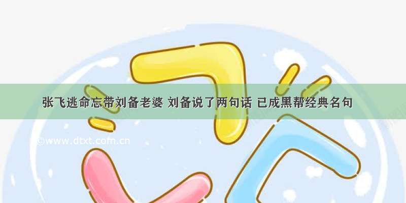 张飞逃命忘带刘备老婆 刘备说了两句话 已成黑帮经典名句