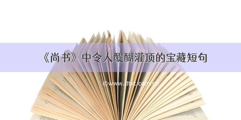 《尚书》中令人醍醐灌顶的宝藏短句