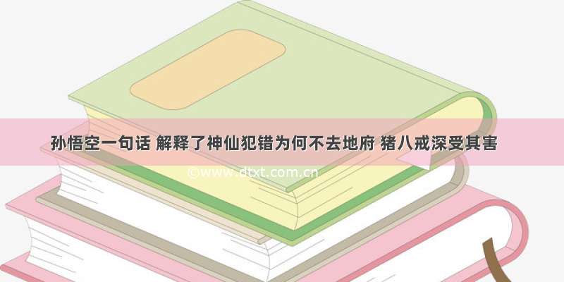 孙悟空一句话 解释了神仙犯错为何不去地府 猪八戒深受其害