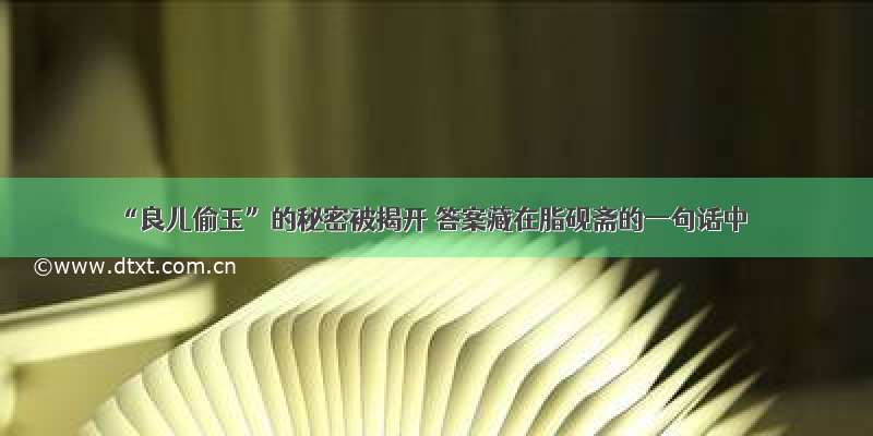 “良儿偷玉”的秘密被揭开 答案藏在脂砚斋的一句话中