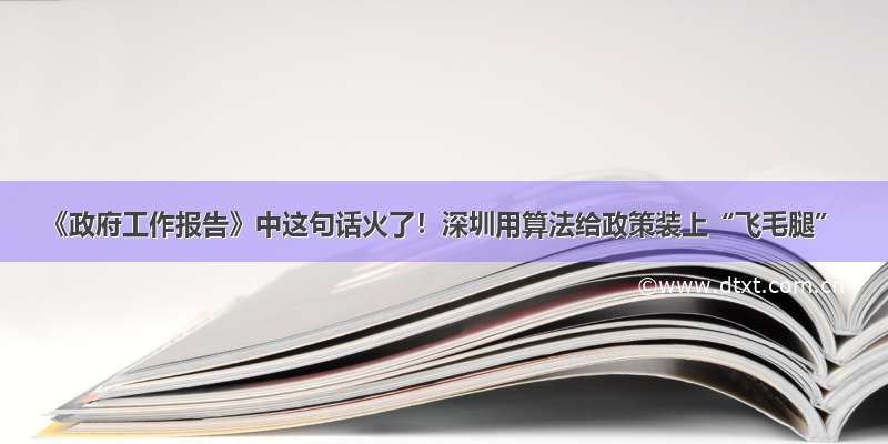 《政府工作报告》中这句话火了！深圳用算法给政策装上“飞毛腿”