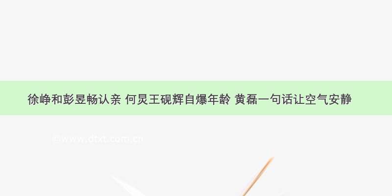 徐峥和彭昱畅认亲 何炅王砚辉自爆年龄 黄磊一句话让空气安静