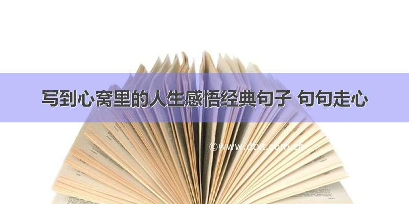 写到心窝里的人生感悟经典句子 句句走心