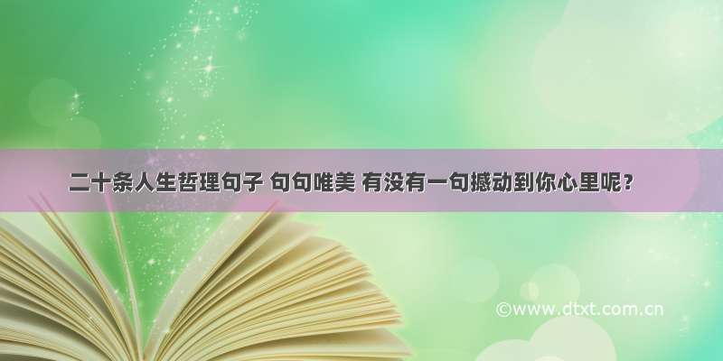 二十条人生哲理句子 句句唯美 有没有一句撼动到你心里呢？