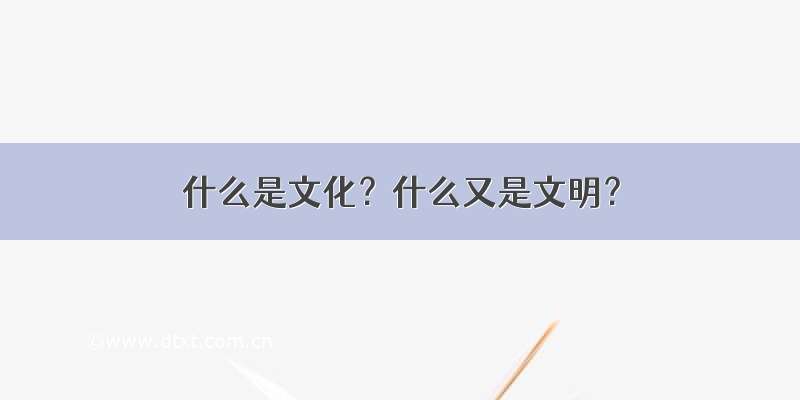 什么是文化？什么又是文明？