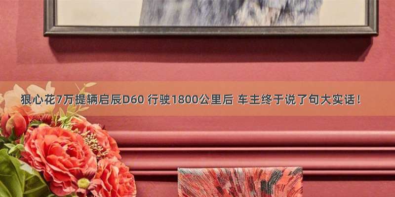 狠心花7万提辆启辰D60 行驶1800公里后 车主终于说了句大实话！