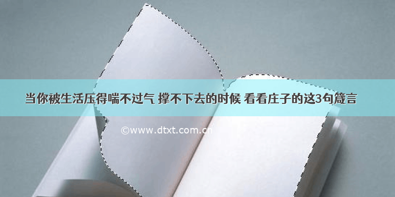 当你被生活压得喘不过气 撑不下去的时候 看看庄子的这3句箴言