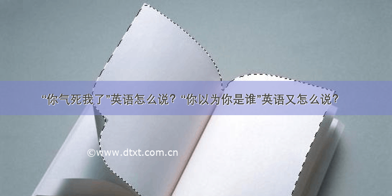 “你气死我了”英语怎么说？“你以为你是谁”英语又怎么说？