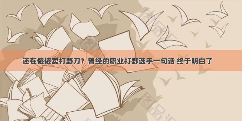 还在傻傻卖打野刀？曾经的职业打野选手一句话 终于明白了