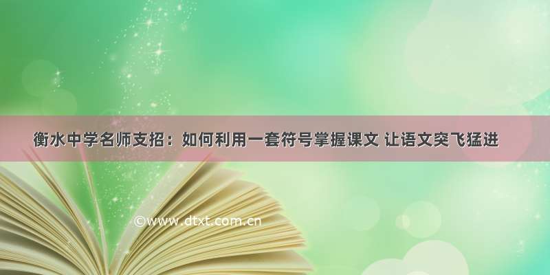 衡水中学名师支招：如何利用一套符号掌握课文 让语文突飞猛进