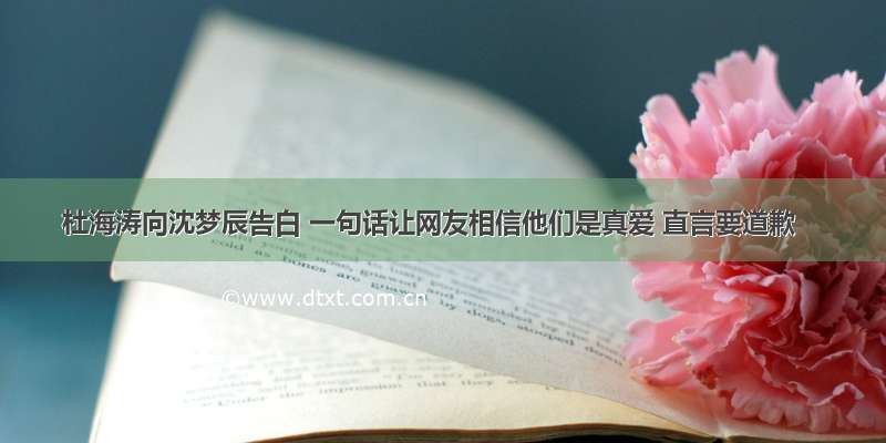 杜海涛向沈梦辰告白 一句话让网友相信他们是真爱 直言要道歉