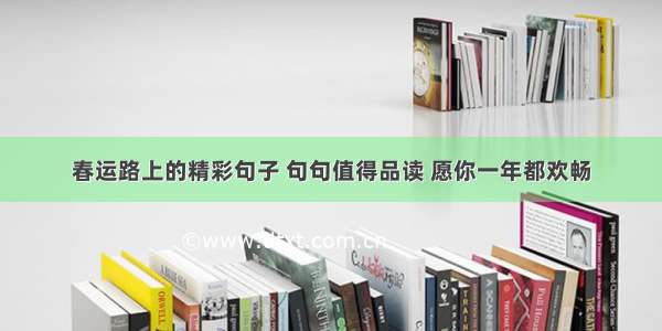 春运路上的精彩句子 句句值得品读 愿你一年都欢畅