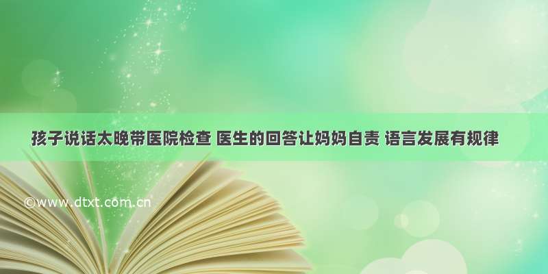 孩子说话太晚带医院检查 医生的回答让妈妈自责 语言发展有规律