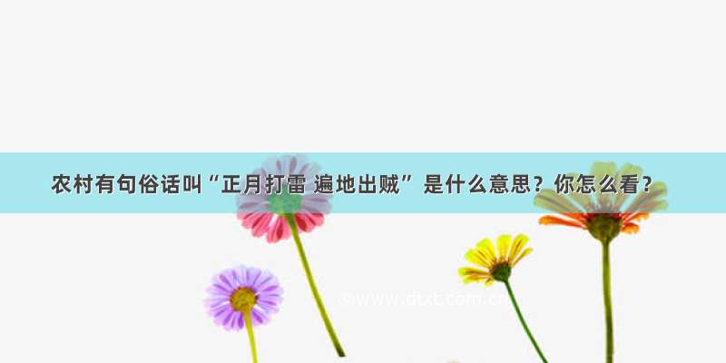 农村有句俗话叫“正月打雷 遍地出贼” 是什么意思？你怎么看？