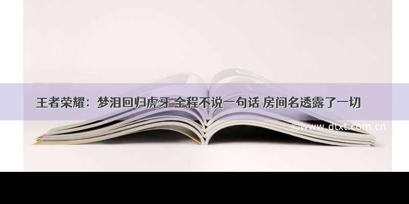 王者荣耀：梦泪回归虎牙 全程不说一句话 房间名透露了一切