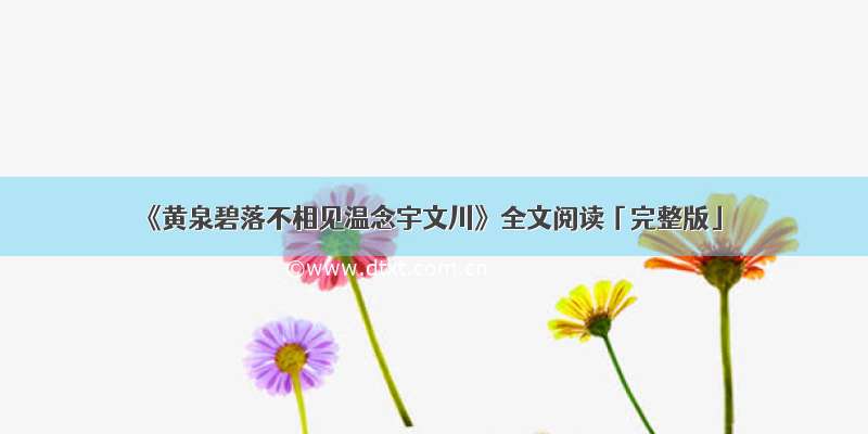 《黄泉碧落不相见温念宇文川》全文阅读「完整版」