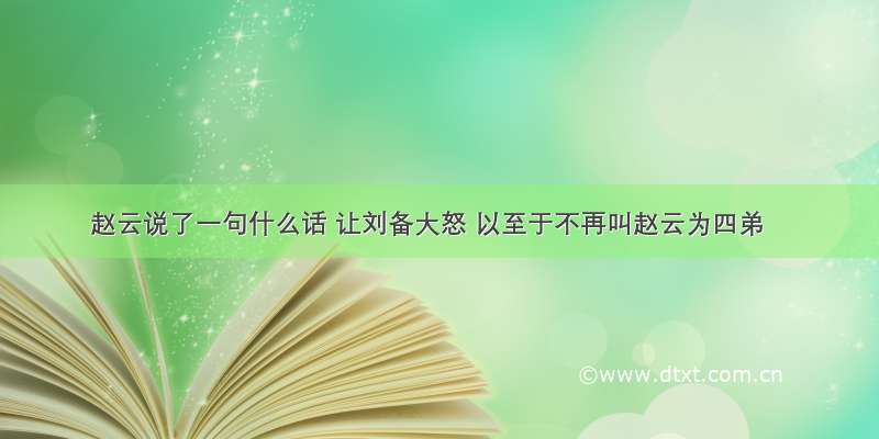 赵云说了一句什么话 让刘备大怒 以至于不再叫赵云为四弟