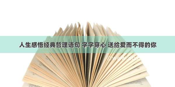 人生感悟经典哲理语句 字字穿心 送给爱而不得的你