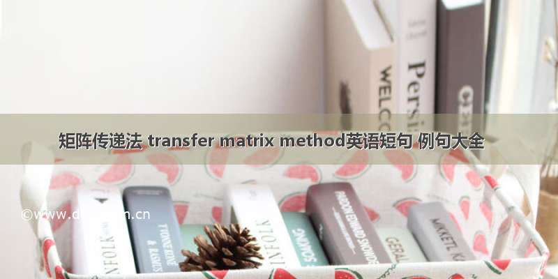 矩阵传递法 transfer matrix method英语短句 例句大全