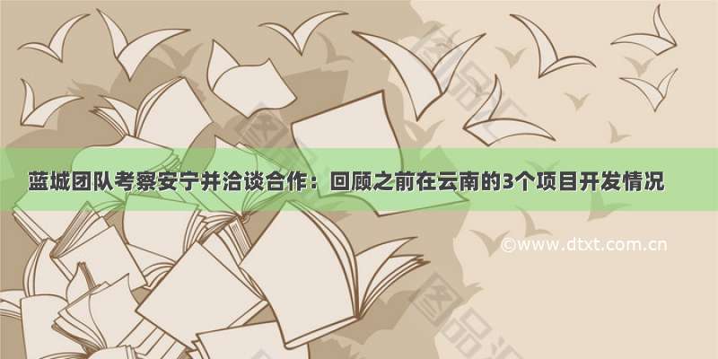 蓝城团队考察安宁并洽谈合作：回顾之前在云南的3个项目开发情况