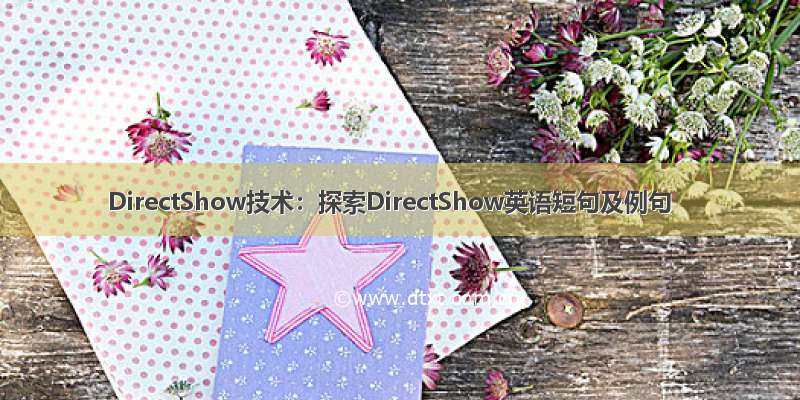 DirectShow技术：探索DirectShow英语短句及例句
