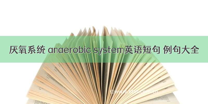 厌氧系统 anaerobic system英语短句 例句大全