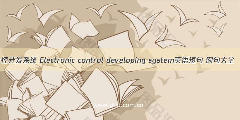 电控开发系统 Electronic control developing system英语短句 例句大全
