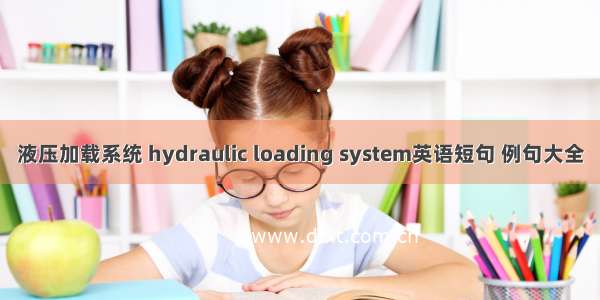 液压加载系统 hydraulic loading system英语短句 例句大全