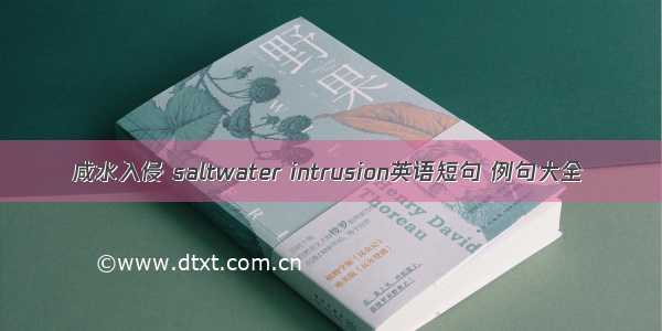 咸水入侵 saltwater intrusion英语短句 例句大全