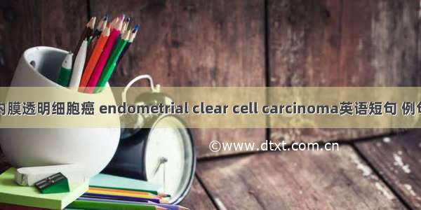 子宫内膜透明细胞癌 endometrial clear cell carcinoma英语短句 例句大全